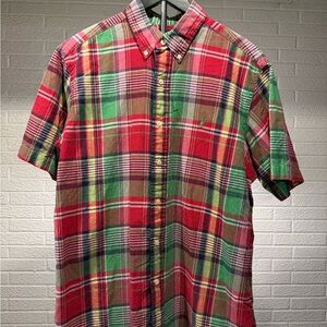Ralph Lauren Red and Green Plaid Men's Shirt